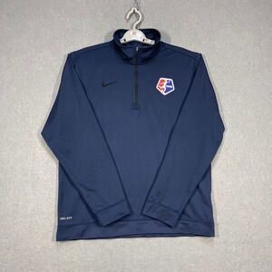 NWSL Soccer Pullover Men Large Navy Blue Long Sleeve 1/4 Zip Jacket Training Top